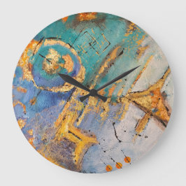 reloj abstracto con tonos azules y oro  große wanduhr
