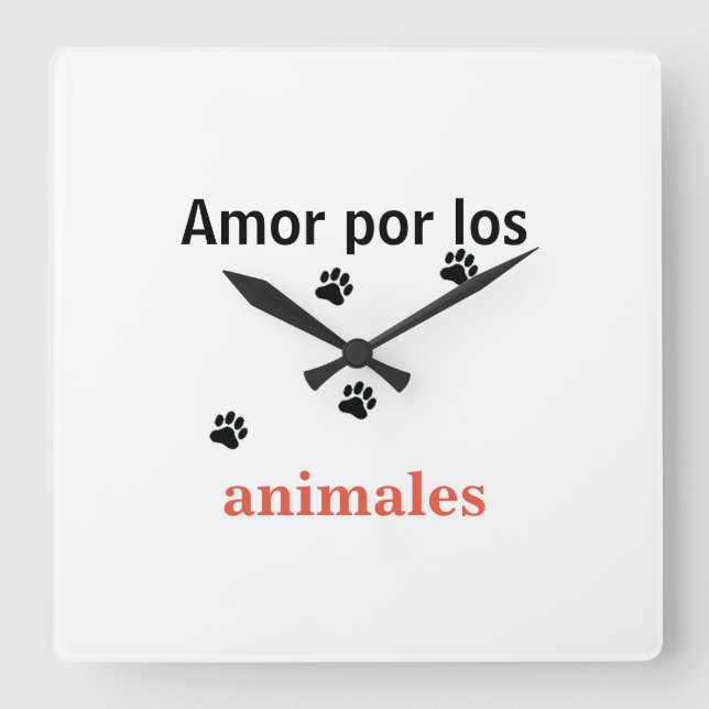 Reloj  amor por los animales quadratische wanduhr (Vorderseite)