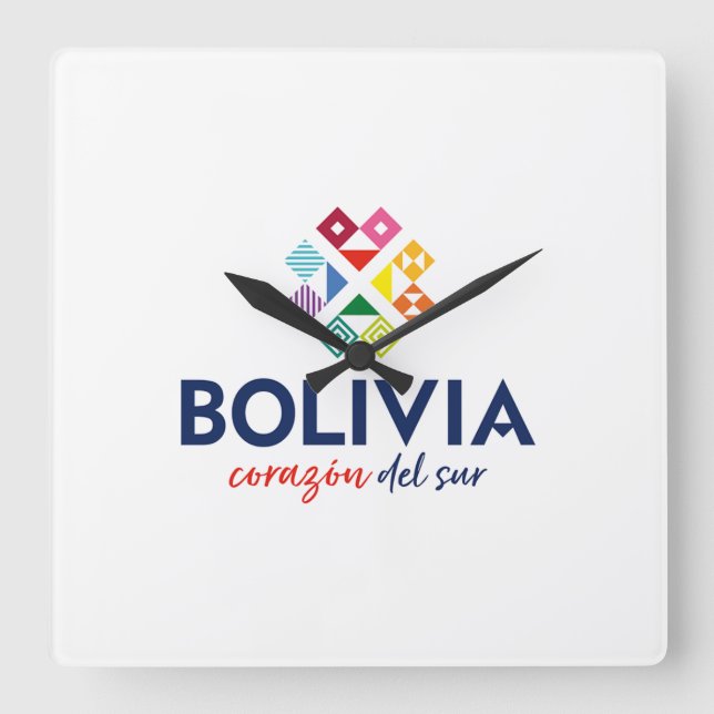 Reloj Bolivia corazón del sur Quadratische Wanduhr (Vorderseite)
