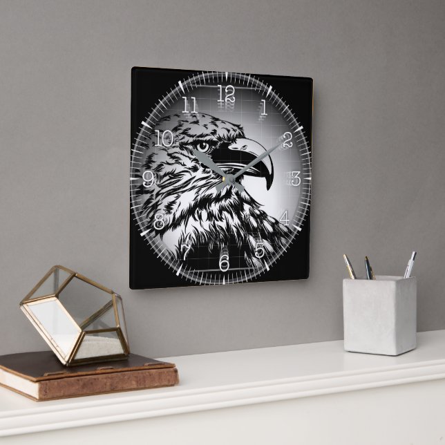 Reloj Cuadrado Time and illustrated art on your wa Quadratische Wanduhr (Büro)