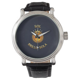 Reloj de Hombre Vintage de Cuero Negro Sol Brillo Armbanduhr