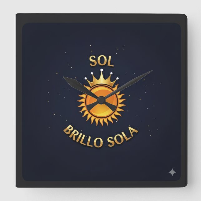 Reloj de Pared Cuadrado con Logo Sol Brillo Sola | Quadratische Wanduhr (Vorderseite)