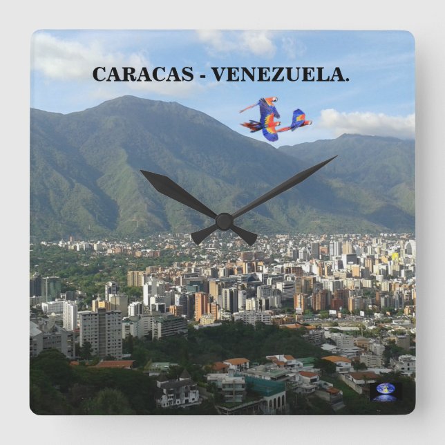 RELOJ DE PARED DE CARACAS - VENEZUELA. QUADRATISCHE WANDUHR (Vorderseite)