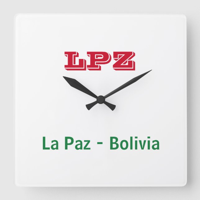 Reloj La Paz Bolivia Quadratische Wanduhr (Vorderseite)