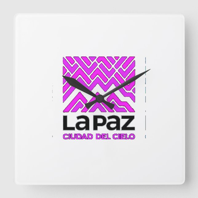 Reloj La Paz ciudad del cielo Quadratische Wanduhr (Vorderseite)