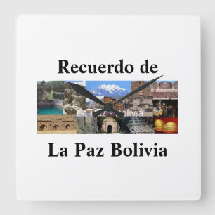 Reloj recuerdo Paz Bolivien dortig Quadratische Wanduhr