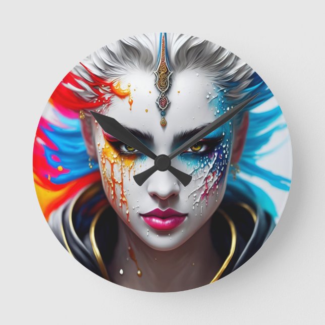 reloj Redondo skin paint girl white Runde Wanduhr (Vorderseite)