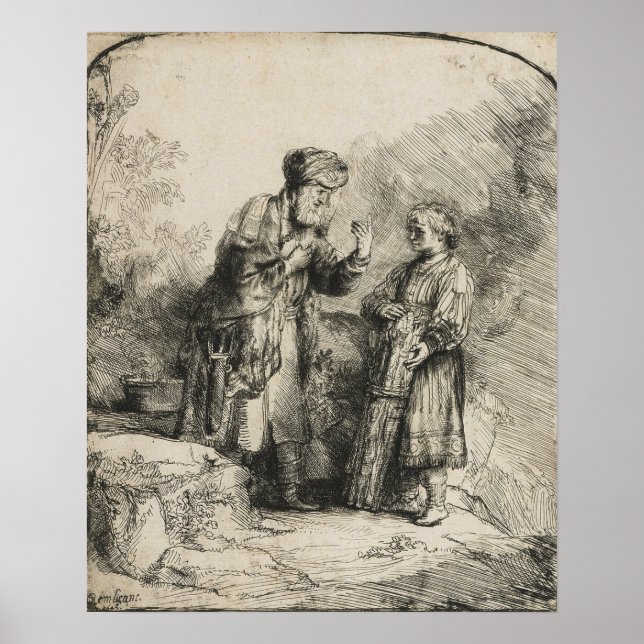 Rembrandt - Abraham und Isaac 1645 Poster (Vorne)