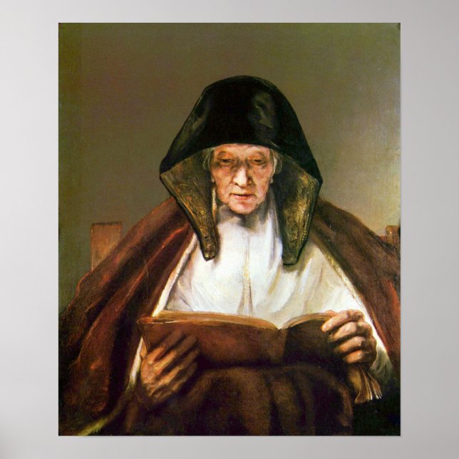 Rembrandt - Alte Frau beim Lesen Poster (Vorne)