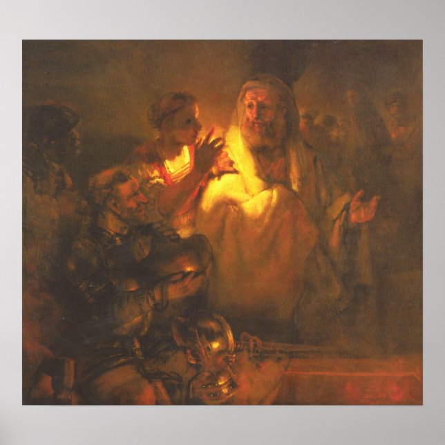 Rembrandt - Apostel Peter bestritt Christus Poster (Vorne)