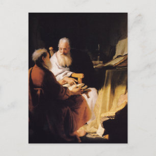 Rembrandt Art Malerei zwei alte Männer Dispute Postkarte