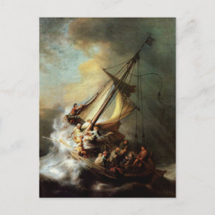 Rembrandt Art Painting Christ im Sturm Postkarte