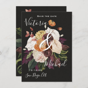 Rembrandt Autumn Floral Save the Date Wedding Einladung