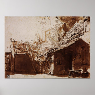 Rembrandt - Bauernhaus in Licht und Schatten Poster