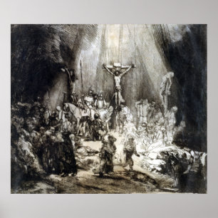 Rembrandt Christ zwischen den zwei Diebe gekreuzig Poster