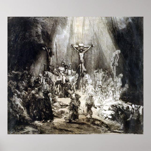 Rembrandt Christ zwischen den zwei Diebe gekreuzig Poster (Vorne)