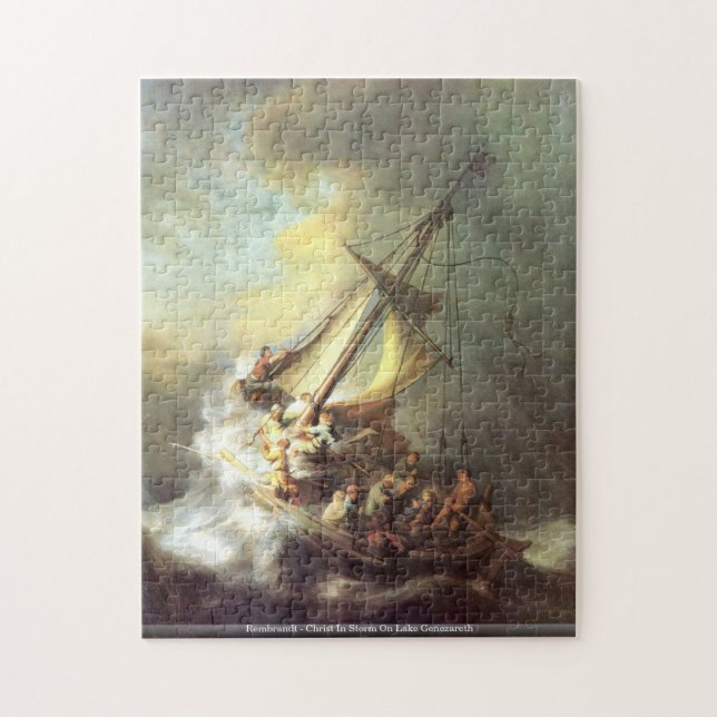 Rembrandt - Christus im Sturm auf See Genezareth Puzzle (Vertikal)