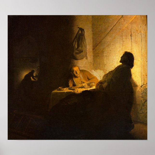 Rembrandt - Christus in Emmaus Poster (Vorne)