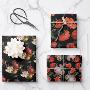 Rembrandt Dark & Moody floral Geschenkpapier Set