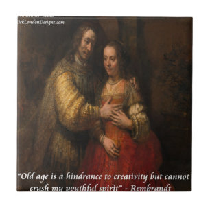 Rembrandt "Die jüdische Braut" und Zitat zum Alter Fliese