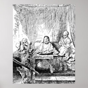 Rembrandt Etching Supper Poster