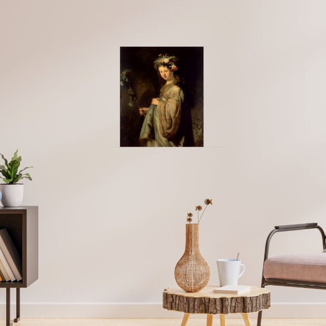 Rembrandt - Flora, beliebtes Barockbild, Poster (Wohnzimmer 3)