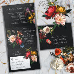 Rembrandt Floral Dark & Moody Wedding Dreifach Gefaltete Einladung<br><div class="desc">Elegant Rembrandt inspired Dutch master floral botanical arrangement against a dark background Wedding all in one Tri-fold invitations that come with response cards RSVP,  Details and info and a photo of the couple.  Wonderful for an elegant evening wedding!</div>
