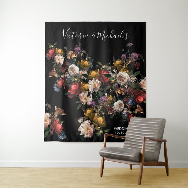 Rembrandt Floral Tapestry Wedding Backdrop Foto Wandteppich (Beispiel)
