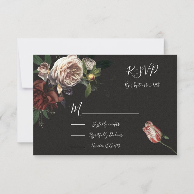 Rembrandt Floral Wedding Response Cards UAWG RSVP Karte (Vorderseite)