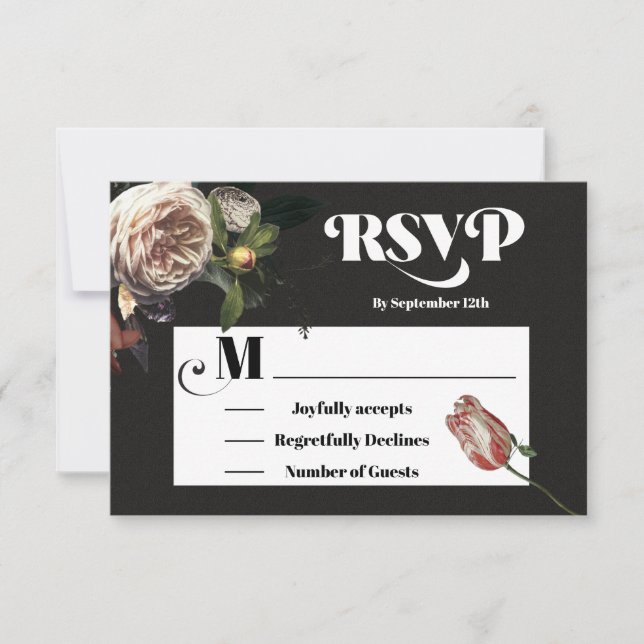 Rembrandt Floral Wedding Response Cards UAWG RSVP Karte (Vorderseite)