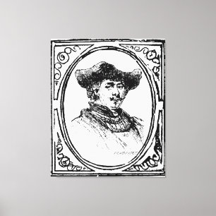 Rembrandt Gerahmtes Selbstportrait Sketch Leinwand