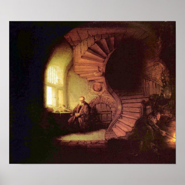 Rembrandt Harmenszoon van Rijn - Der Philosoph Poster (Vorne)