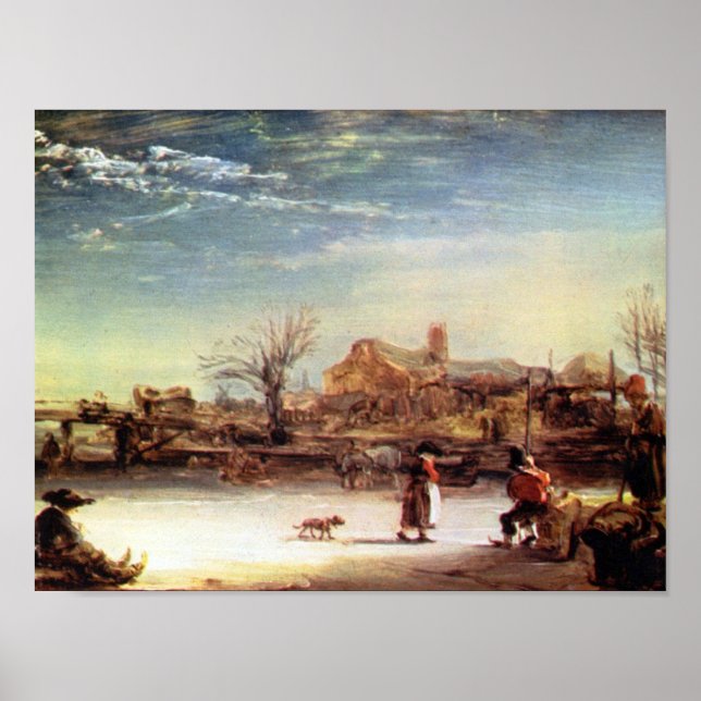 Rembrandt Harmenszoon van Rijn - Winterlandschaft Poster (Vorne)
