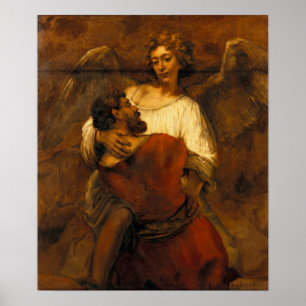 Rembrandt - Jakob ringt mit dem Engel Poster