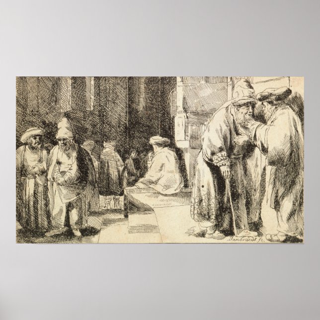 Rembrandt - Juden in Synagoge Poster (Vorne)