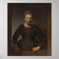 Rembrandt - Junge Frau bei einer offenen halben Tü