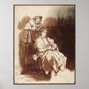 Rembrandt - Junge Frau mit geflochtenem Haar 1635 Poster