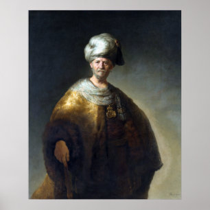 Rembrandt-Mann im orientalischen Kostüm Poster