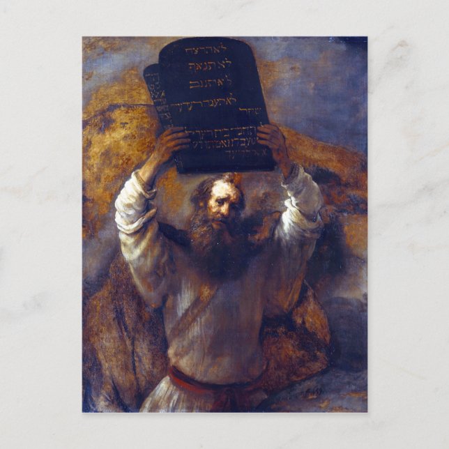 Rembrandt Moses mit den zehn Geboten Postkarte (Vorderseite)
