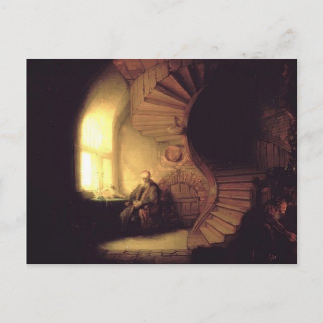 Rembrandt - Philosoph in Meditation Postkarte (Vorderseite)
