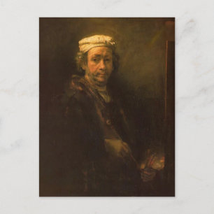 Rembrandt- Portrait des Künstlers in Seinem Easel Postkarte