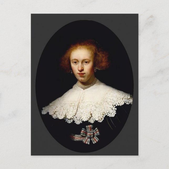 Rembrandt- Portrait einer jungen Frau Postkarte (Vorderseite)