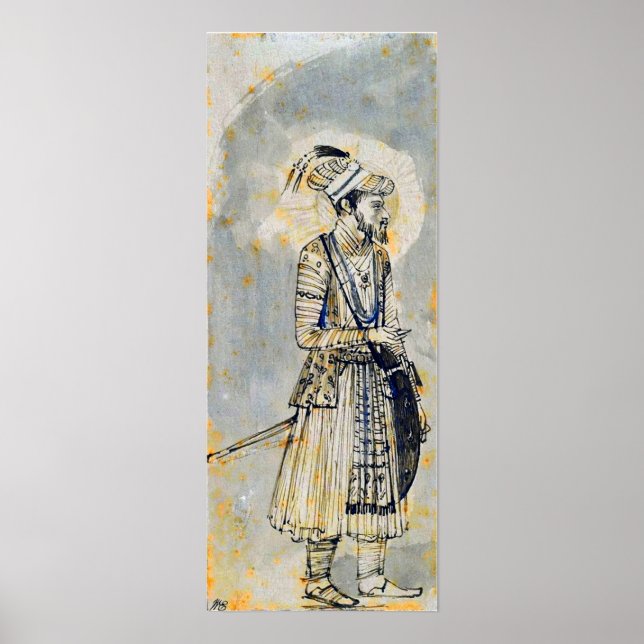 Rembrandt - Portrait von Aurangzeb 1655 Poster (Vorne)