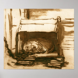 Rembrandt - schlafender Watchdog Poster