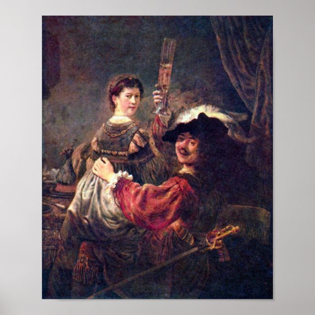 Rembrandt - Selbstportrait mit Saskia Poster (Vorne)