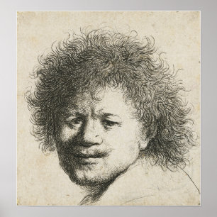 Rembrandt - Selbstporträt, langes buschiges Haar 1 Poster
