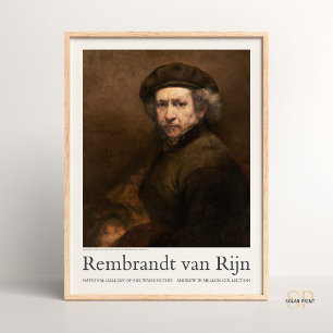 Rembrandt Selbstporträt mit Barett und aufgeschlag Poster
