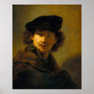 Rembrandt - Selbstporträt mit Samtberet Poster