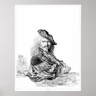 Rembrandt-Selbstporträt-Radierung Poster