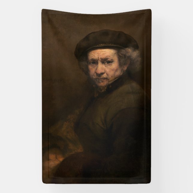 Rembrandt Self Portrait: Dutch Golden Age Painter Banner (Vertikal)